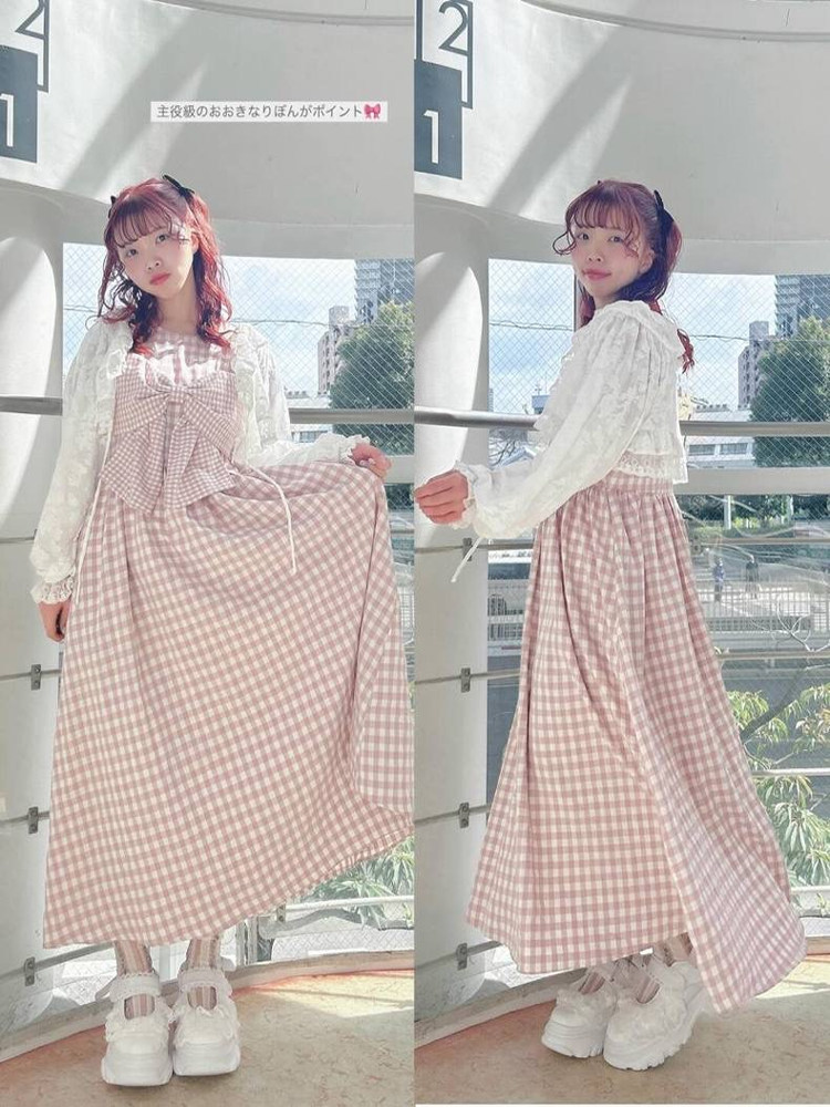 달콤한 나비 매듭 체크무늬 드레스 신상품 일본 스타일  - Popular Anime Merchandise 리뷰 및 가격